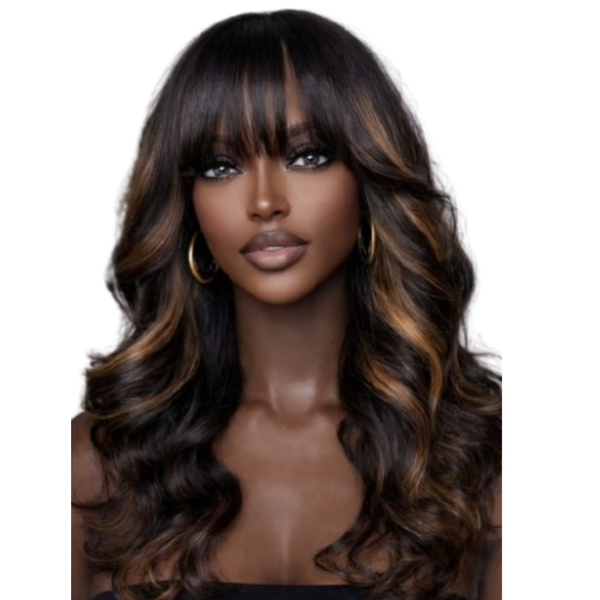 Prestyled Highlight Peruvian Hair Fringe Wig.