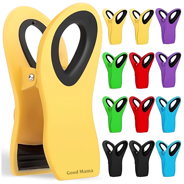 GoodMama 12-Pack Chip Clips, Bag Clips, Magnetic Sealers for Food Storage