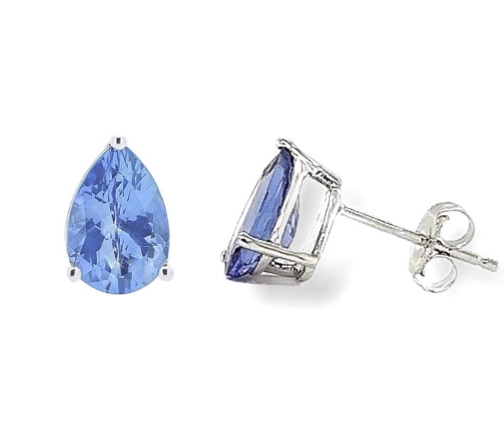 Genuine Tanzanite Pear Stud Earring 1.00ct - 925 Sterling Silver, Women
