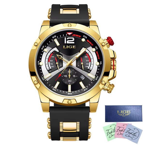 Lige - Men Luxury Chronograph Silicone Strap Rac image