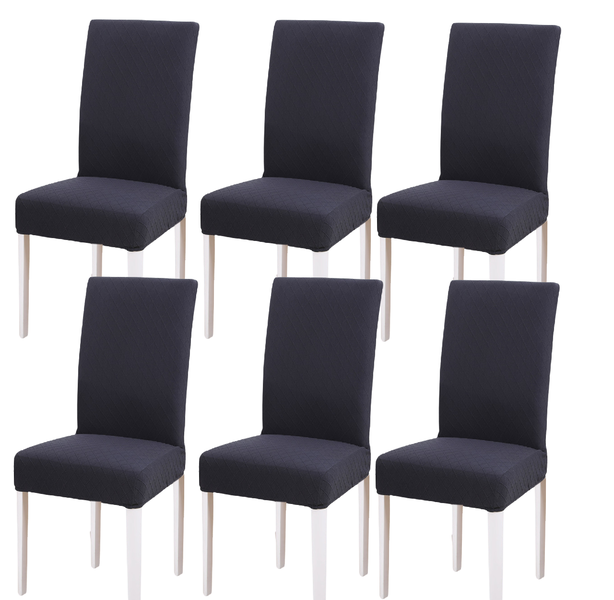 Stretch Jacquard Dining Chair Covers - Removable Washable - Set of 6 - Beige