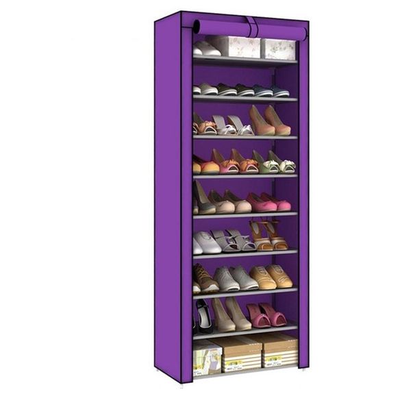 Multipurpose Portable Folding Shoe Rack 9 Tier - Purple