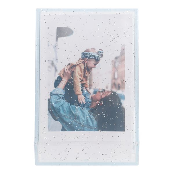 Photo Storage Box Compatible With 3 Inch Photos Blue Glitter