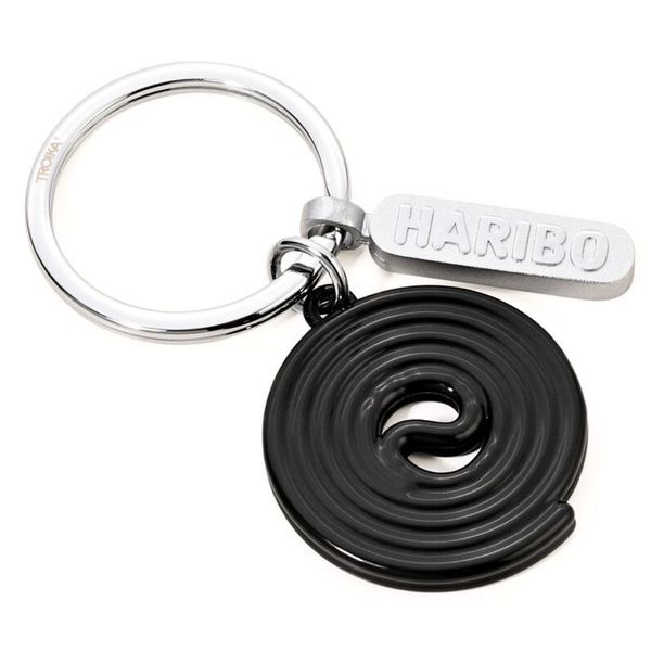 TROIKA Keyring: HARIBO Liquorice &amp; HARIBO Logo Tag on Split Ring Key Ring