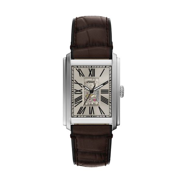 Fossil - Men's Carraway Automatic Croco Leather Watch - ME3272 - Brown