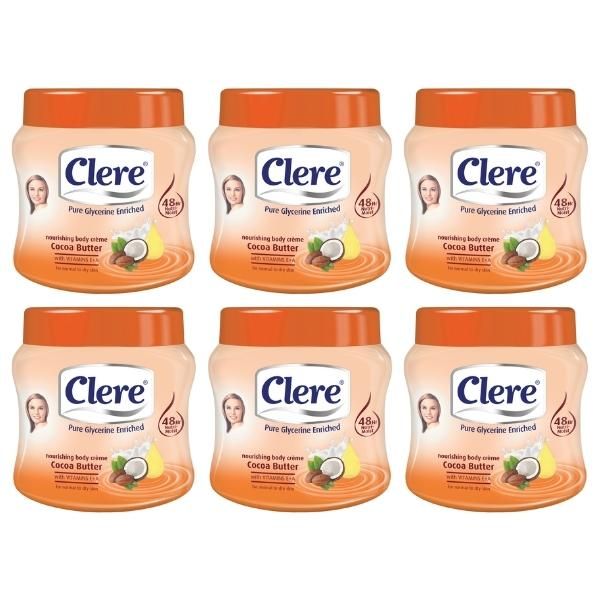 Clere - Body Cr me 500ml - Cocoa Butter - Pack of 6