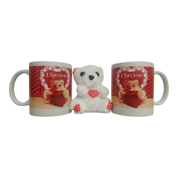 Valentine's Day Coffee Mug Set with Teddy