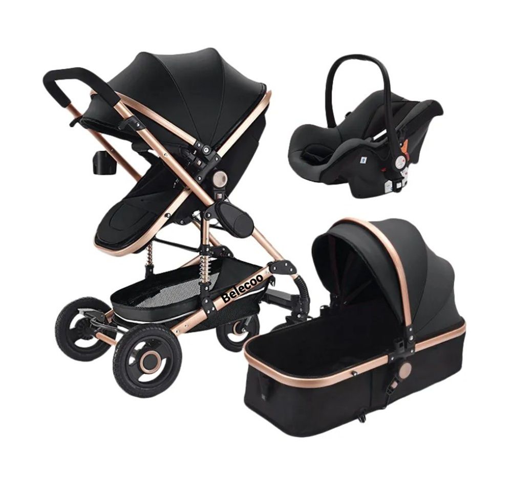 Baby Stroller 3 in 1 Newborn Baby Carriage-Black