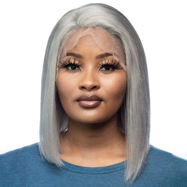 Platinum Grey Brazilian Ear-Ear Frontal Wig 12 inches