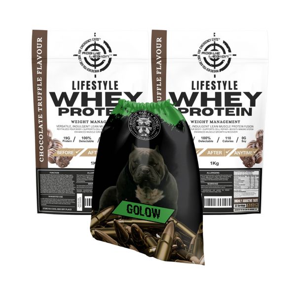 Rogue Legion Lifestyle Whey Protein+Drawstring Bag-2x1kg-Chocolate Truffle