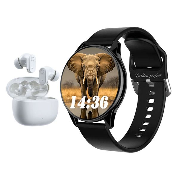 Men's Smartwatch &amp; Auto-Pair Earphones Set - 1.52" HD Black Tech Combo