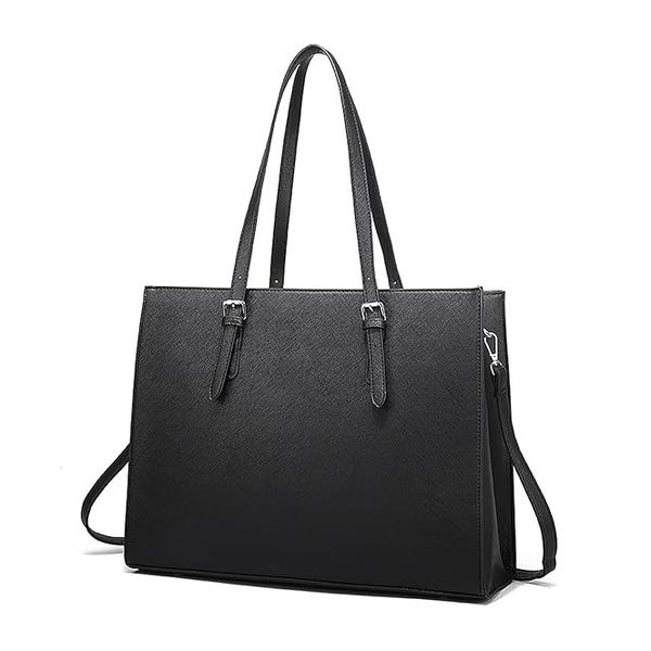 Women's PU Leather Tote Bag Large Capacity 15.6 Inch Laptop Bag