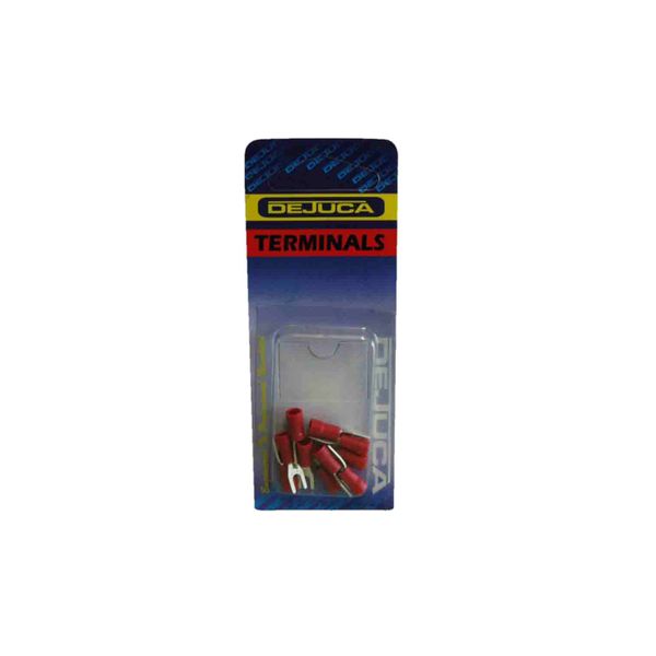 Dejuca - Terminal - Red - Spade - 4mm - 10/Card - 8 Pack