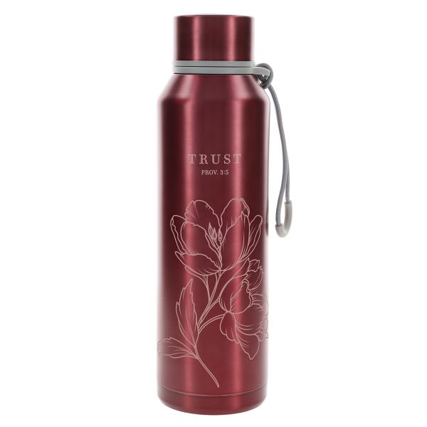 Water Bottle - Trust, Stainless Steel, Metallic Red