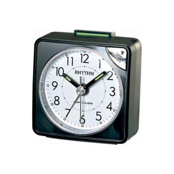 Rhythm Black Plastic Battery Powered Analogue Alarm Clock