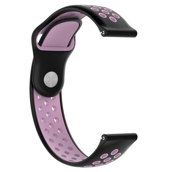 Superfly 22mm Silicone Double Button Watch Strap - Black &amp; Pink