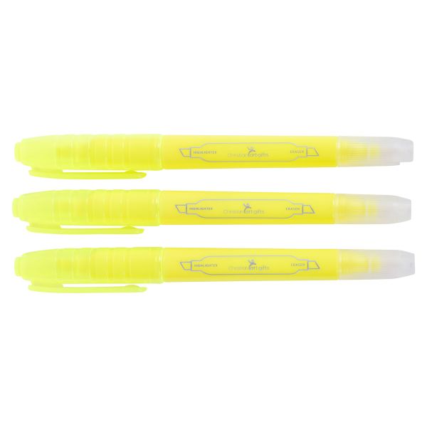 Yellow Highlighter With Eraser - Set of 3