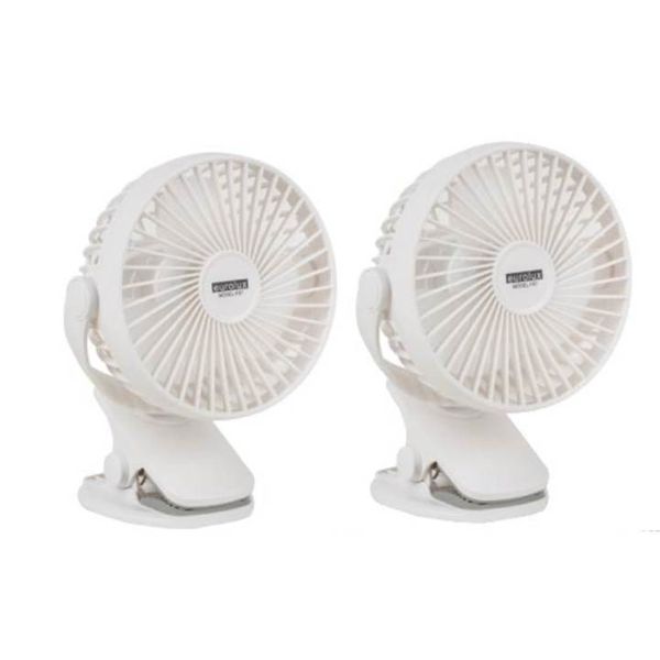 Rechargeable, Portable, USB Mini Clip-on Fan - 2 Pack