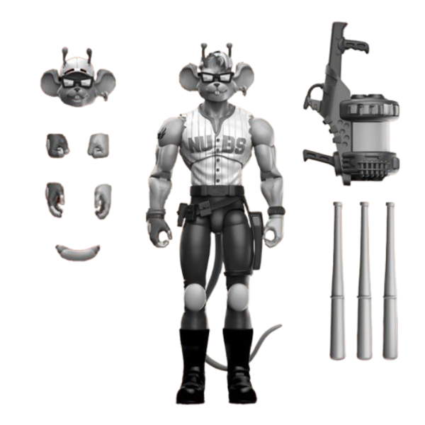 Biker Mice From Mars Sports Bros Throttle PX B&amp;W Figure