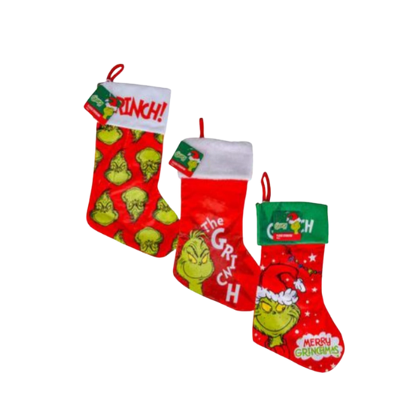 Grinch Christmas Stocking Holiday Stockings (3 Assorted Designs, 45cm)
