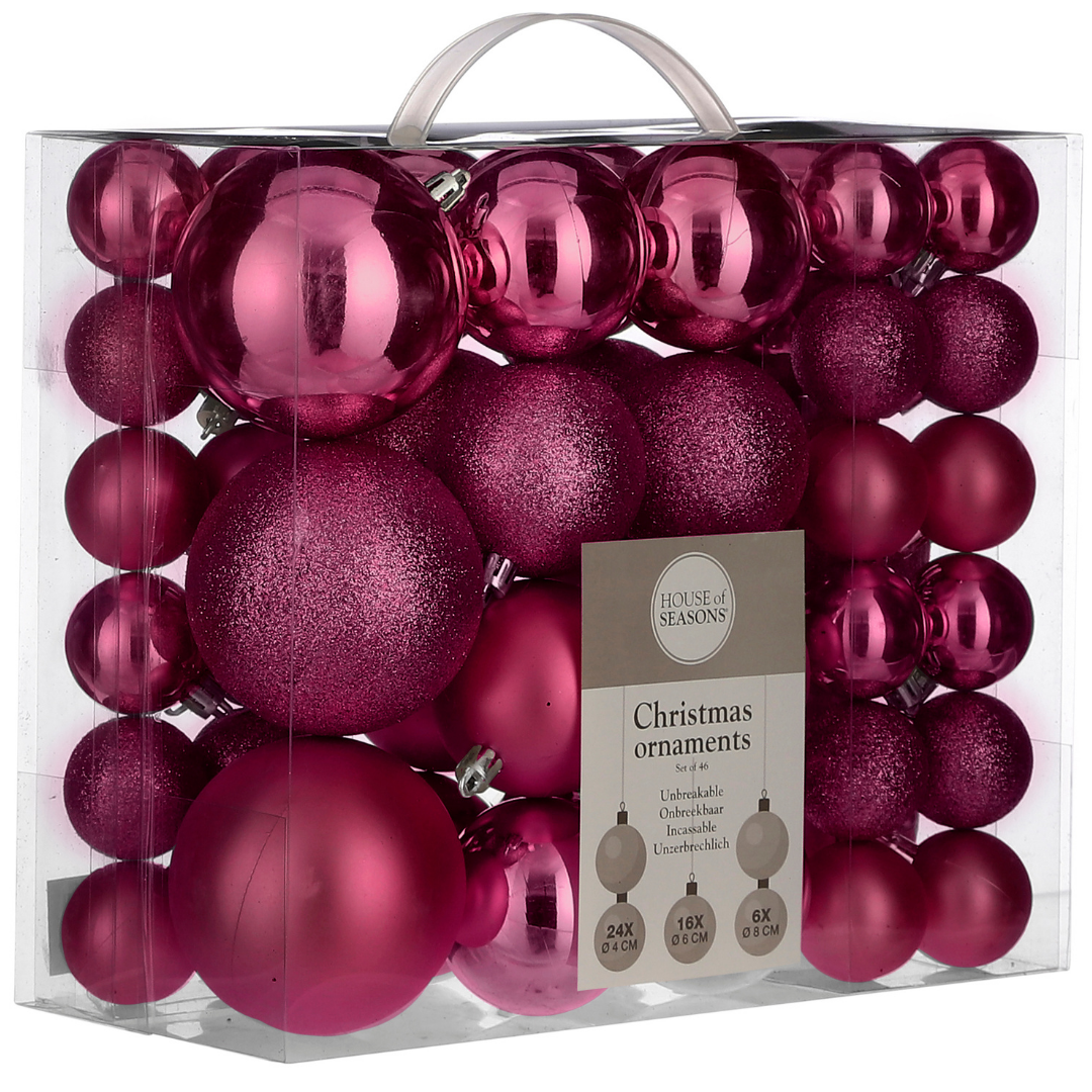 Christmas Baubles Hot Pink 46 pieces Buy Online in South Africa