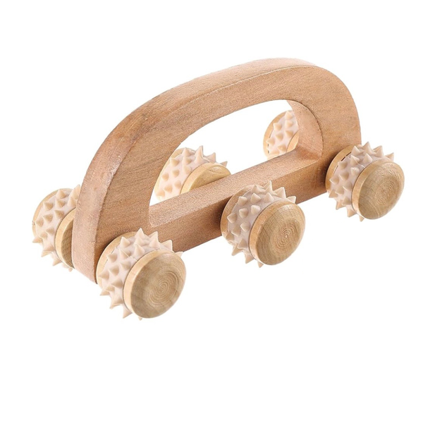 6-Wheel Wooden Massage Roller | Muscle Relief and Lymphatic Drainage Tool