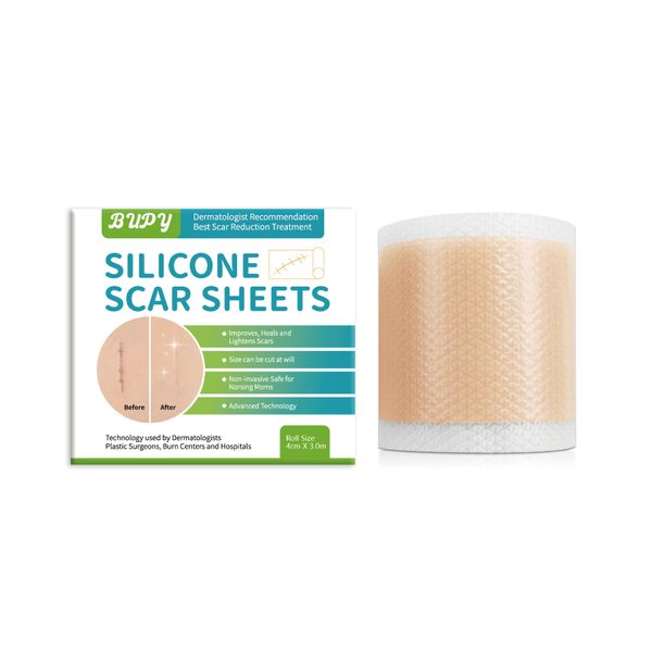 BUPY- Silicone Scar Sheets -Professional Scar Removal Roll 4cm x 1.5m