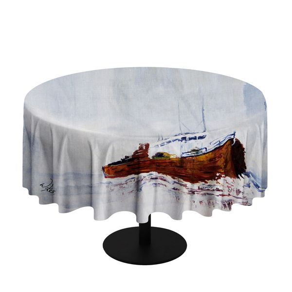 Stormy Sea By Wikus Hattingh Round Tablecloth