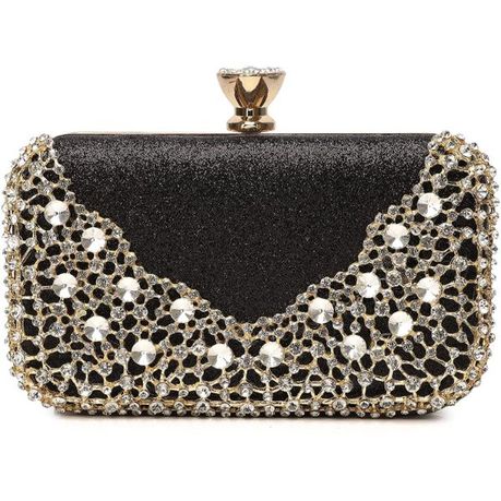 Black crystal clutch discount bag