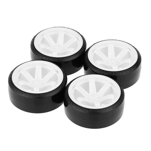 4Pcs Rim Hard Wheel Tyre for 1/10 1/10 Traxxas RC Car White