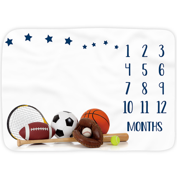 Baby Basketball Design Monthly Growth Record Milestone Blanket
