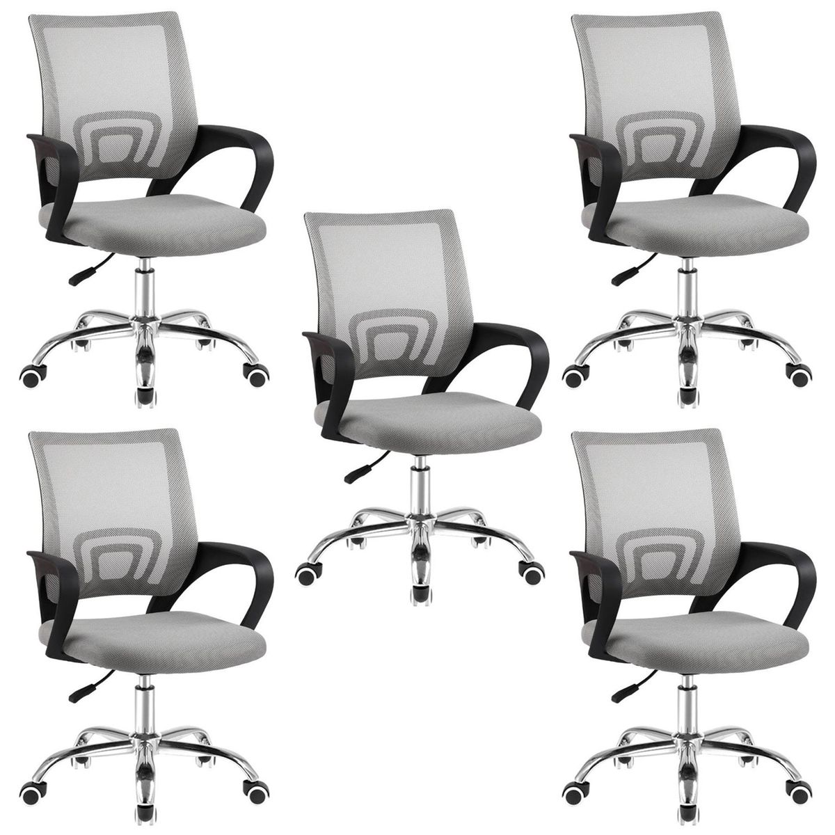 5 Pack Office Chairs Ergonomic Mesh Mid Back Computer Armchairs
