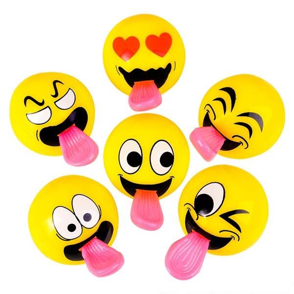 Stretchy Tongue Light Up Emoji Balls (Pack of 6)