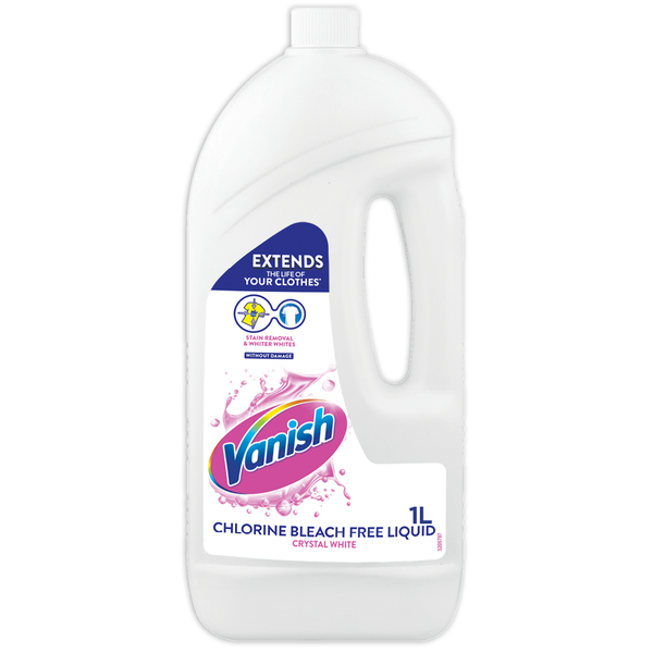 Vanish 1l, Laundry Stain Remover, Crystal White, Bleach Free Liquid