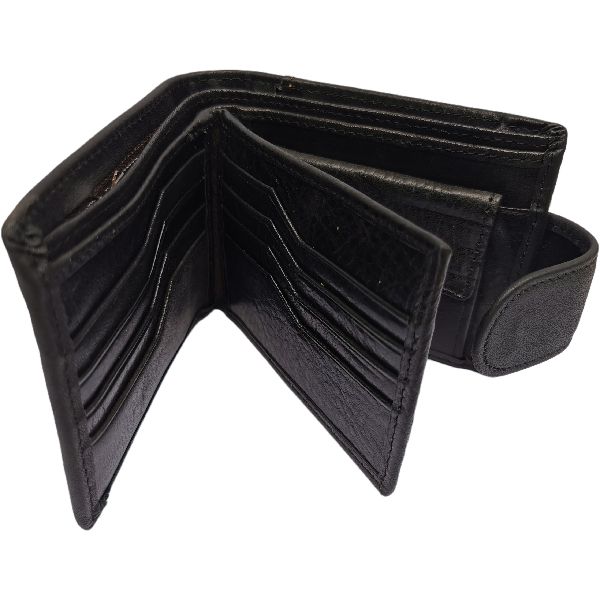 Men's Genuine Leather Bifold Wallet for 12 Cards Black