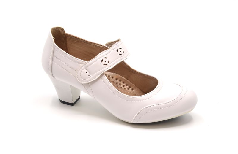 TTP Classic Ladies Court Shoe with Strap and Tonal Stitching