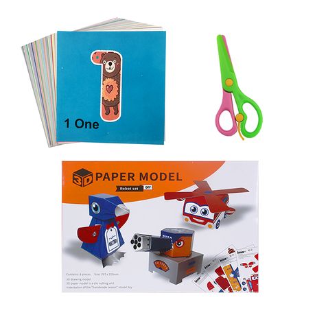 96 Sheets DIY Paper Cutting Kids Handcraft Craft Toy With Scissor