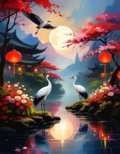 Canvas Wall Art Home Decor - Cranes