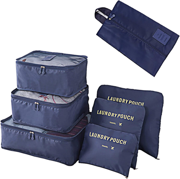 Pack of 7 Navy Blue Travel Organiser
