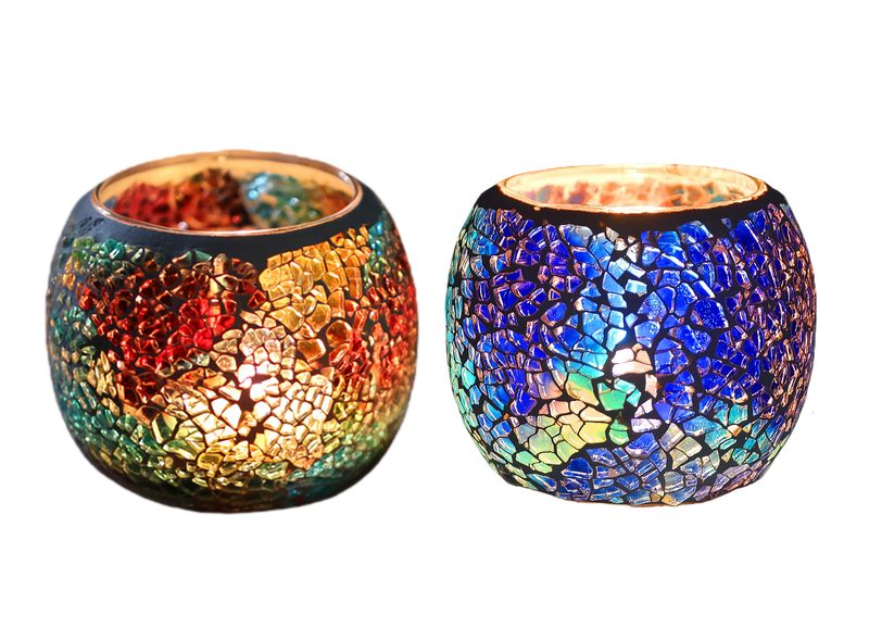 Handmade Mosaic Glass Candle Holder for Scented Candles, Wedding,Vase,Table
