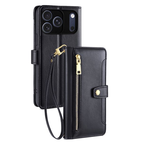 Zipper Wallet Leather Flip Cover Case Compatible With iPhone 13 Pro Max