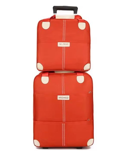 Red Canvas Travel Trolley Bag with Toiletry Bag