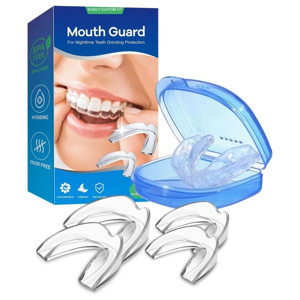 Night Guards for Teeth Grinding, Mouth Guard Pack of 4 Moldable Guards