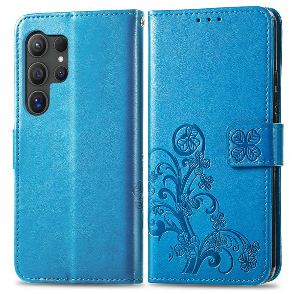 Magnetic Leather Embossed Wallet Case Compatible With Samsung Galaxy S24