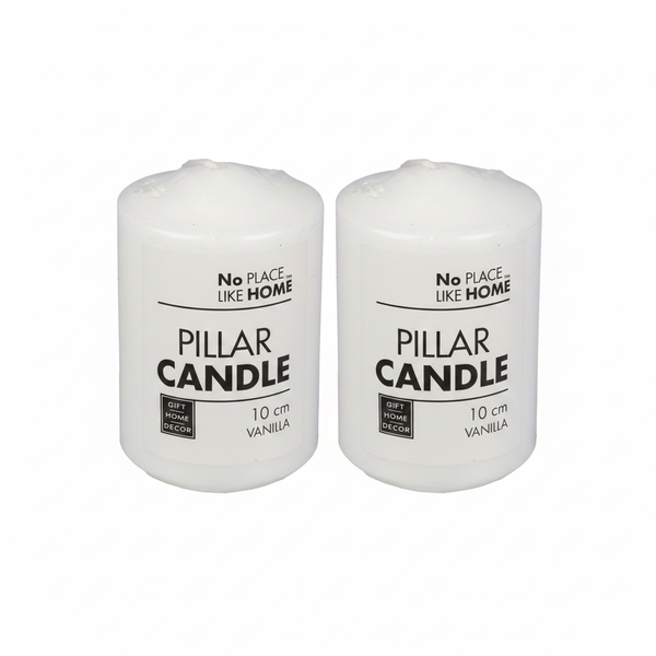 No Place Like Home Scented Round Pillar Candle 10x7cm - White - 2 Pack