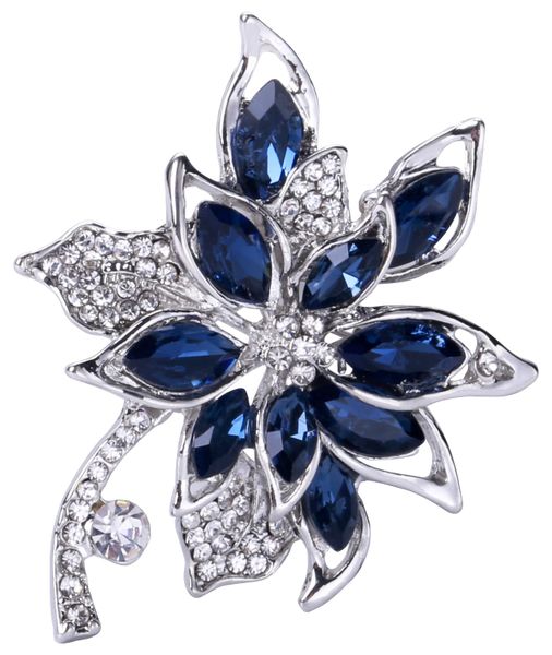 Vintage Blue Crystal Brooch | Rhinestone Flower Jewelry Gift