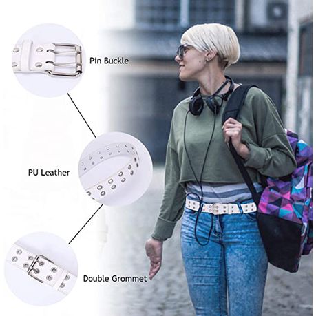 Women Waist Belt,Double Grommet Women Punk Waist Belt Girl Fashion