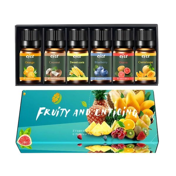 Fruity Essential Oils Set,100% Pure Fragrance Oil Aromatherapy Gift 6X10ML