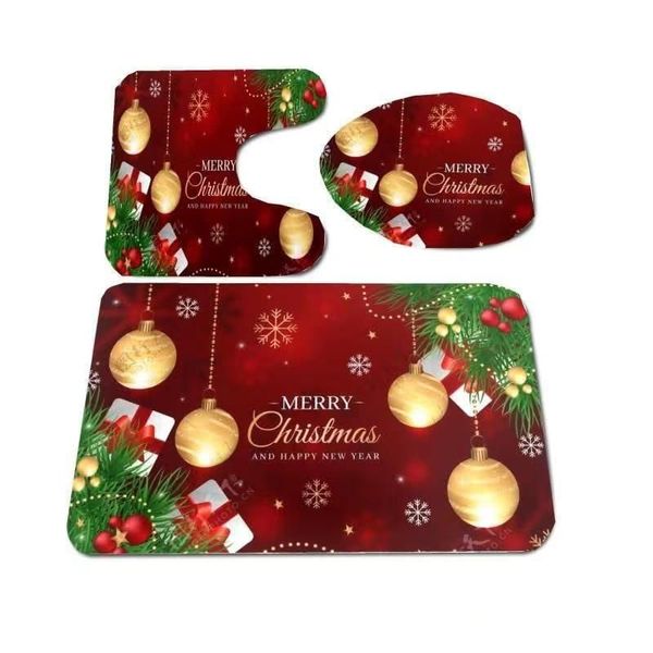 3pc Christmas Baubles Toilet Set
