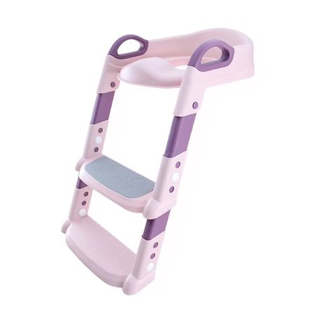 Foldable Children Potty Training Toilet Seat Ladder Step-Purple & Pink Image